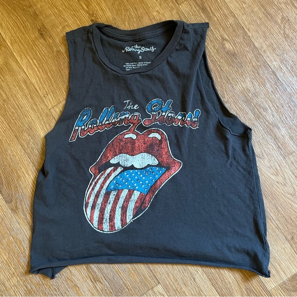the Rolling Stones Tops - The Rolling Stones dark gray Sleeveless Muscle Tee
